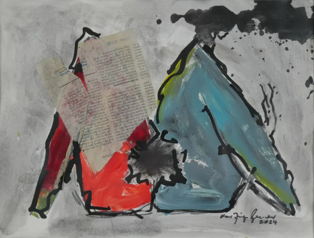 Francaise, sur le dos, lisant le journal.ein Bild von HJ Gessner