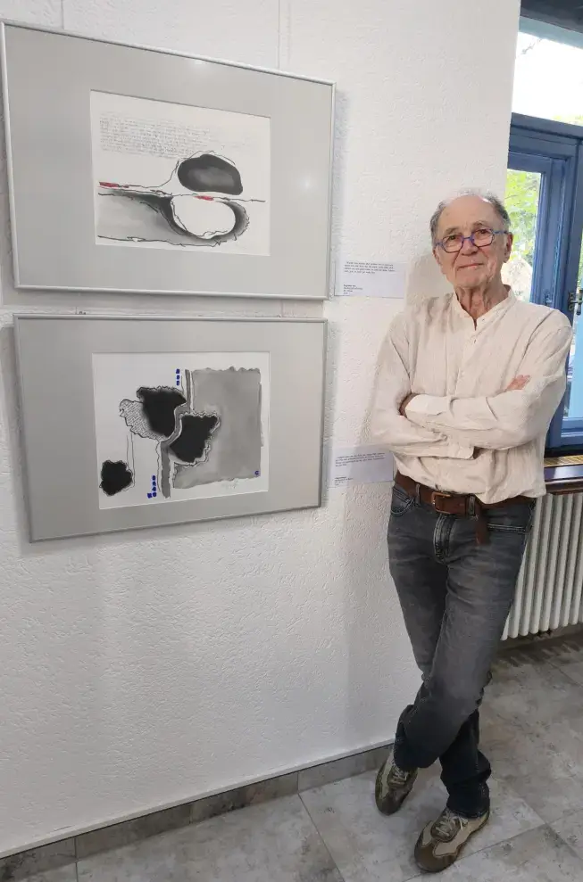 Hans Jürgen Gessner bei seiner Vernissage in Weimar