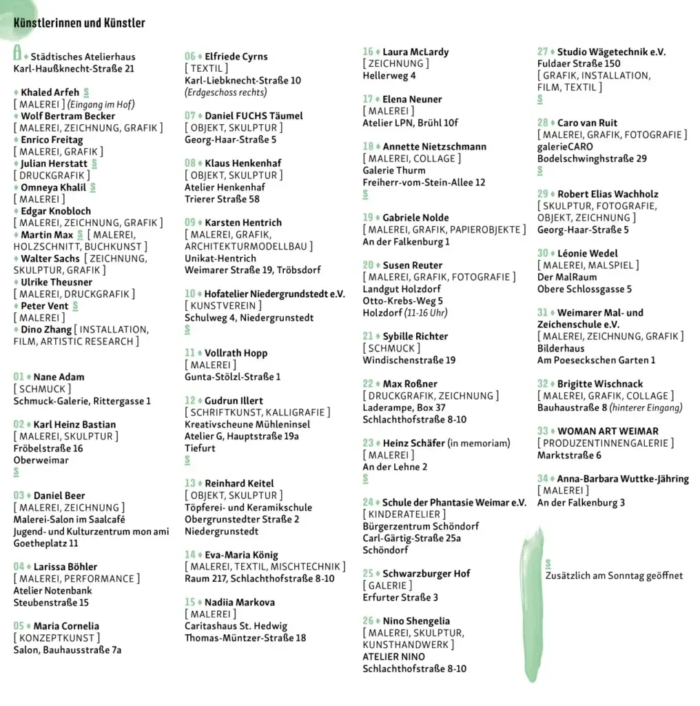 Flyer Programm 30. Tag der offenen Ateliers